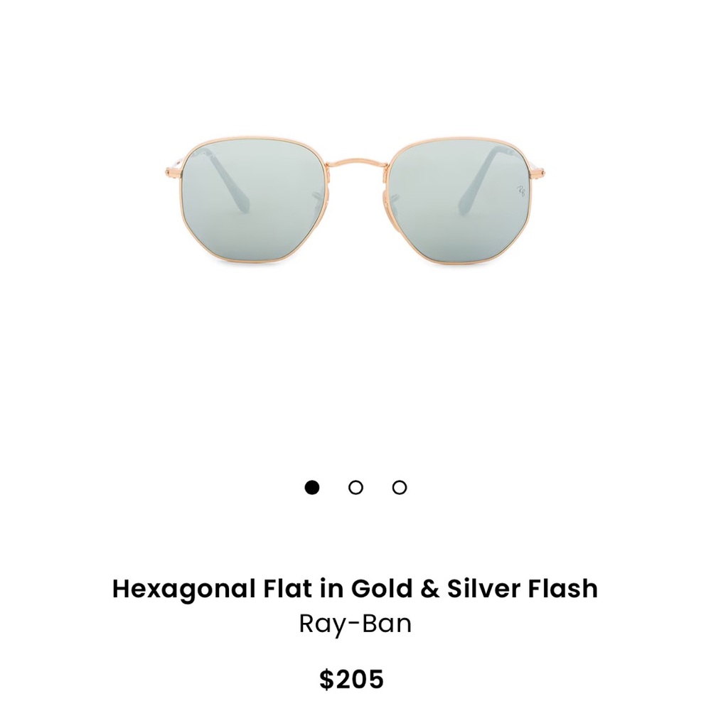 Ray-Ban- Hexagonal Flat Sunglasses in Polished Gold and Silver Flash